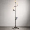 LED Stehlampe 3-flammig Wasserrohr Optik in Grau antik, Höhe 159cm