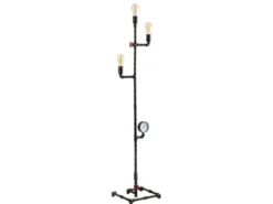 LED Stehlampe 3-flammig Wasserrohr Optik in Grau antik, Höhe 159cm