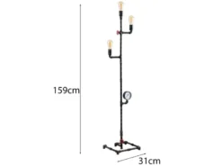 LED Stehlampe 3-flammig Wasserrohr Optik in Grau antik, Höhe 159cm