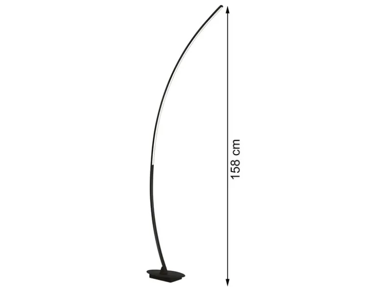 LED Stehlampe gebogen SOLO Metall Schwarz Höhe 158cm Ausladung 35cm