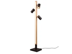 LED Stehlampe Holz / Schwarz matt, 3 Spots schwenkbar, Höhe 130cm