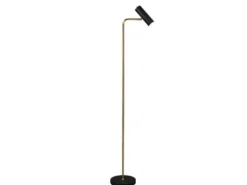 LED Stehlampe in Messing & Schwarz matt, Spot schwenkbar, Höhe 151cm