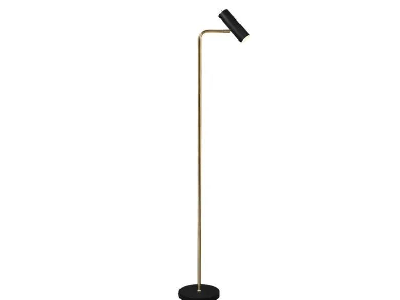 LED Stehlampe in Messing & Schwarz matt, Spot schwenkbar, Höhe 151cm