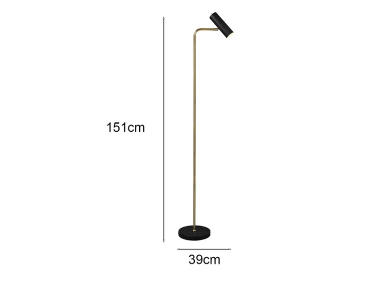 LED Stehlampe in Messing & Schwarz matt, Spot schwenkbar, Höhe 151cm