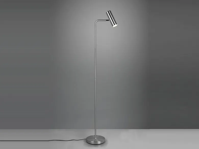 LED Stehlampe in Silber matt, Spot schwenkbar, Höhe 151cm
