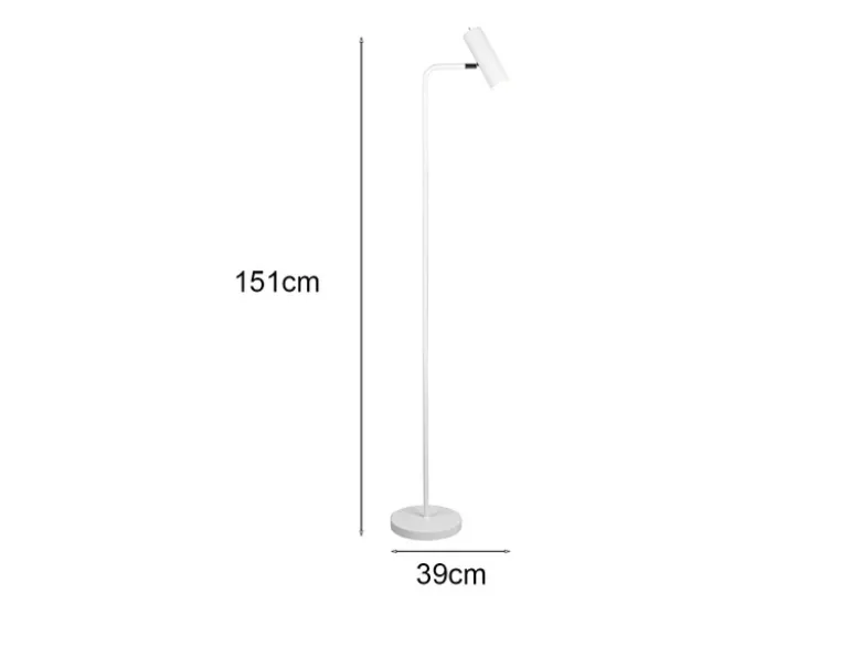 LED Stehlampe in Weiß matt, Spot schwenkbar, Höhe 151cm