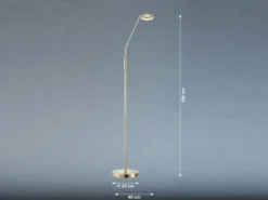 LED Stehlampe Leselampe DENT Messing mit Dimmer, Höhe 150cm
