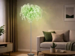 LED Stehlampe mit Blättern, Fernbedienung & RGBW Farbwechsel, Höhe 180cm