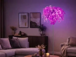 LED Stehlampe mit Blättern, Fernbedienung & RGBW Farbwechsel, Höhe 180cm