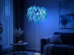 LED Stehlampe mit Blättern, Fernbedienung & RGBW Farbwechsel, Höhe 180cm