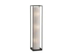LED Stehlampe mit Lampenschirm Zylinder Leinen Weiß, Höhe 115cm