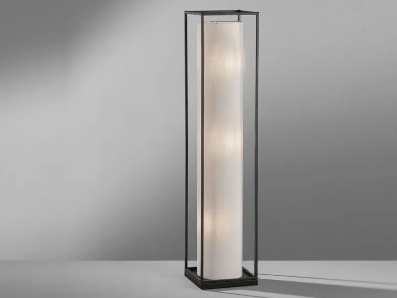LED Stehlampe mit Lampenschirm Zylinder Leinen Weiß, Höhe 115cm