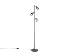 LED Stehlampe mit 3 schwenkbaren Glas Spots Chromfarbig, Höhe 154cm