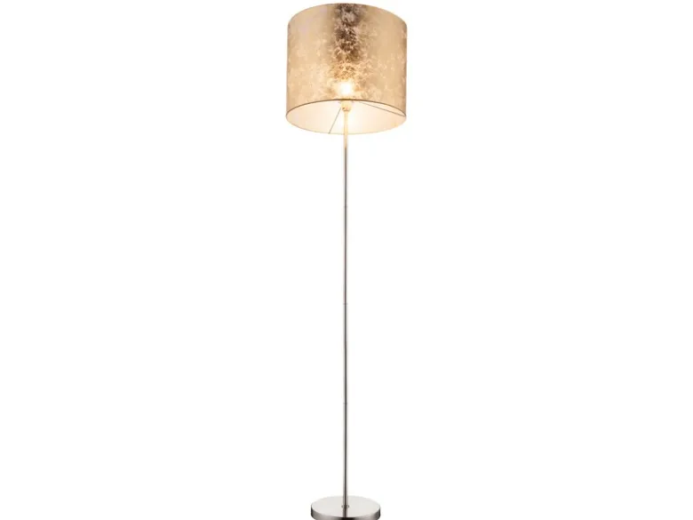 LED Stehlampe mit Stoff Lampenschirm goldfarbig, Höhe 160cm