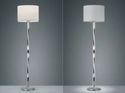 LED Stehlampe mit Stoffschirm Weiß und beleuchtetem Gestell, Höhe 160cm