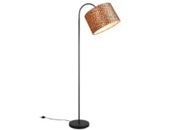 LED Stehlampe mit Stoffschirm Leopardenmuster, Höhe 156cm
