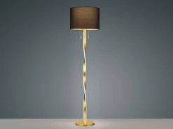 LED Stehlampe mit Stoffschirm Schwarz und beleuchtetem Gestell, Höhe 160cm
