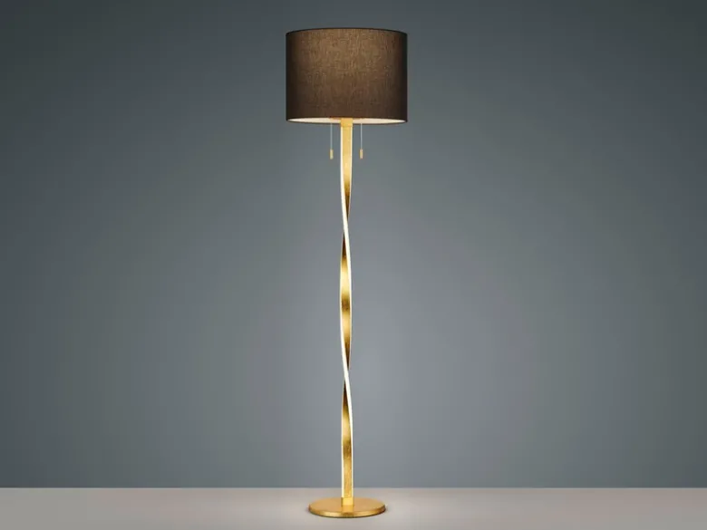 LED Stehlampe mit Stoffschirm Schwarz und beleuchtetem Gestell, Höhe 160cm