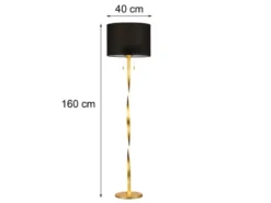 LED Stehlampe mit Stoffschirm Schwarz und beleuchtetem Gestell, Höhe 160cm