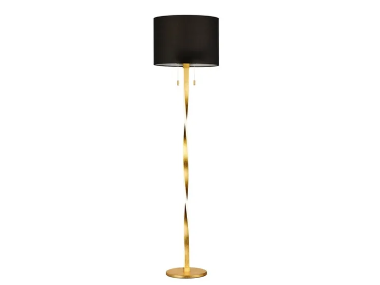 LED Stehlampe mit Stoffschirm Schwarz und beleuchtetem Gestell, Höhe 160cm