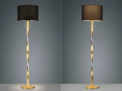 LED Stehlampe mit Stoffschirm Schwarz und beleuchtetem Gestell, Höhe 160cm