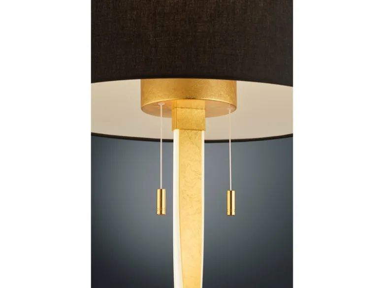 LED Stehlampe mit Stoffschirm Schwarz und beleuchtetem Gestell, Höhe 160cm