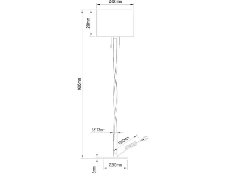 LED Stehlampe mit Stoffschirm Schwarz und beleuchtetem Gestell, Höhe 160cm