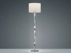 LED Stehlampe NANDOR mit Stoff Lampenschirm weiß und beleuchtetem Gestell, 160cm