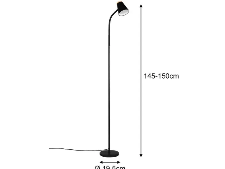 LED Stehlampe PONGO Schwarz flexibel biegsam, Höhe 145cm
