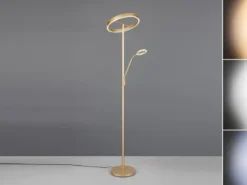 LED Stehlampe WILLIS Gold mit Leselampe, dimmbar & 3 Lichtfarben, 180cm groß