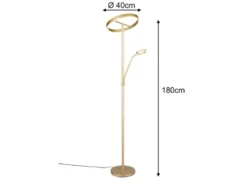 LED Stehlampe WILLIS Gold mit Leselampe, dimmbar & 3 Lichtfarben, 180cm groß