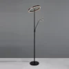 LED Stehlampe WILLIS mit Leselampe, dimmbar, 3 Lichtfarben, Schwarz, 180cm groß