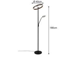 LED Stehlampe WILLIS mit Leselampe, dimmbar, 3 Lichtfarben, Schwarz, 180cm groß