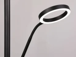 LED Stehlampe WILLIS mit Leselampe, dimmbar, 3 Lichtfarben, Schwarz, 180cm groß