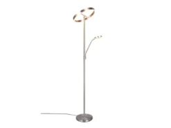 LED Stehlampe WILLIS Silber mit Leselampe, dimmbar & 3 Lichtfarben, 180cm groß