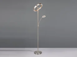 LED Stehlampe WILLIS Silber mit Leselampe, dimmbar & 3 Lichtfarben, 180cm groß