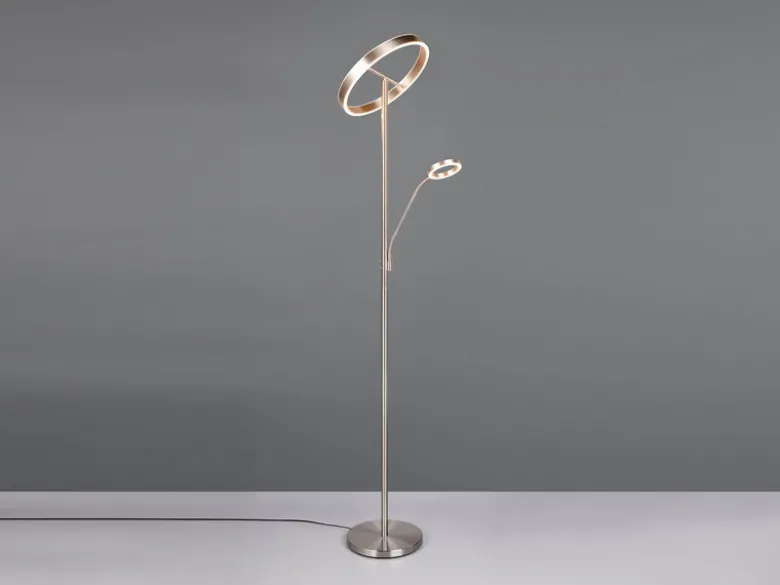 LED Stehlampe WILLIS Silber mit Leselampe, dimmbar & 3 Lichtfarben, 180cm groß