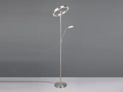 LED Stehlampe WILLIS Silber mit Leselampe, dimmbar & 3 Lichtfarben, 180cm groß