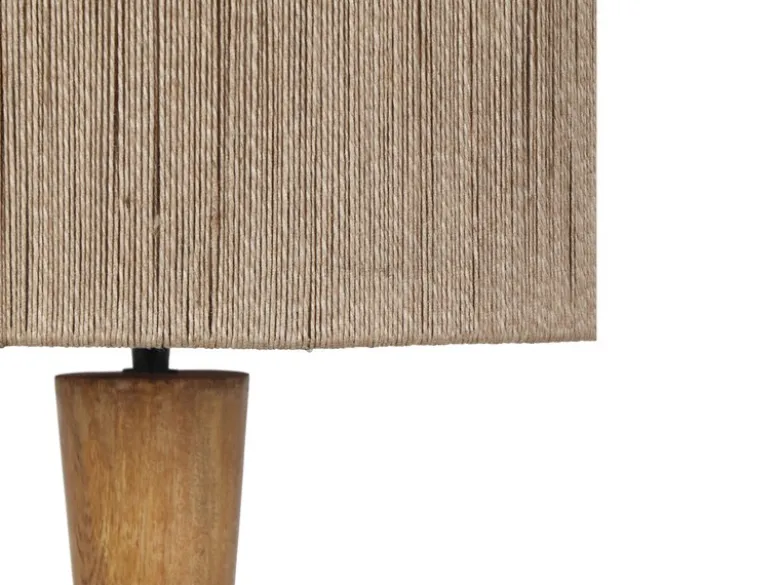 LED Stehleuchte aus Naturholz mit Lampenschirm aus Jute, Höhe 135cm