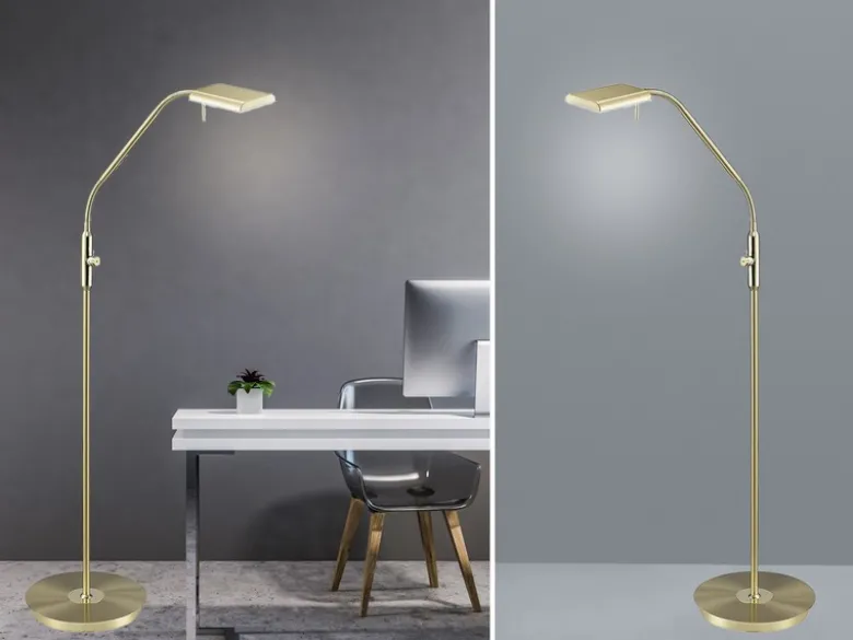 LED Stehleuchte BERGAMO Messing flexibel Sensordimmer - Höhe 135cm