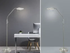 LED Stehleuchte BERGAMO Silber flexibel Sensordimmer - Höhe 135cm