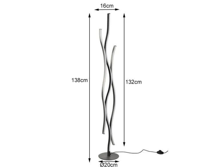 LED Stehleuchte BLAZE dimmbar Lichtfarbe einstellbar Silber 138cm