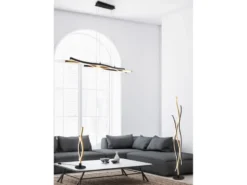 LED Stehleuchte BLAZE dimmbar Lichtfarbe einstellbar Schwarz Gold, Höhe 138cm