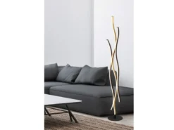 LED Stehleuchte BLAZE dimmbar Lichtfarbe einstellbar Schwarz Gold, Höhe 138cm