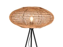 LED Stehleuchte Dreibein mit Korbgeflecht aus Sisal, Höhe 150cm
