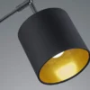 LED Stehleuchte 5 flammig Metall Stoffschirm Schwarz/Gold, Höhe 200cm
