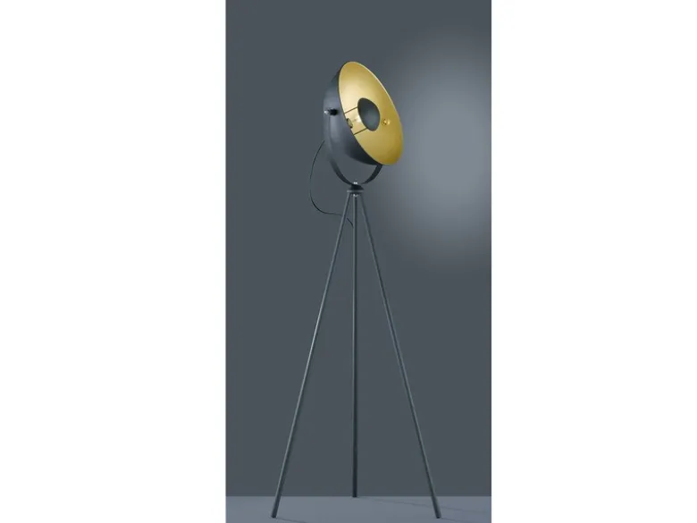 LED Stehleuchte 1 flammig Metall Dreibein Schwarz/Gold 160cm