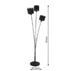 LED Stehleuchte 3 flammig Metall, Stoffschirm Schwarz Gold, Höhe 150cm