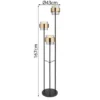 LED Stehleuchte 3-flammig mit Rauchglas und Messingringen, Ø43cm