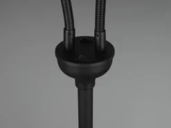 LED Stehleuchte 2 flammig, Stoffschirme Schwarz Gold, Höhe 130cm